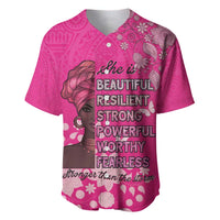 African Women Baseball Jersey Black Beautiful Brave and Bressed - Pink Color - Wonder Print Shop
