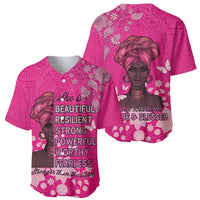 African Women Baseball Jersey Black Beautiful Brave and Bressed - Pink Color - Wonder Print Shop