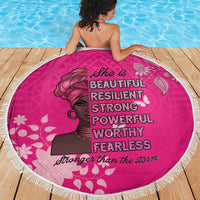 African Women Beach Blanket Black Beautiful Brave and Bressed - Pink Color - Wonder Print Shop