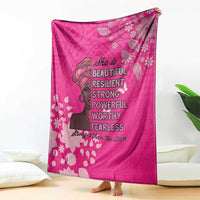 African Women Blanket Black Beautiful Brave and Bressed - Pink Color - Wonder Print Shop