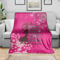 African Women Blanket Black Beautiful Brave and Bressed - Pink Color - Wonder Print Shop