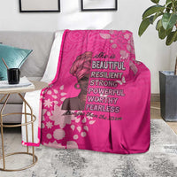 African Women Blanket Black Beautiful Brave and Bressed - Pink Color - Wonder Print Shop