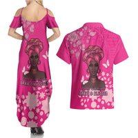 African Women Couples Matching Summer Maxi Dress and Hawaiian Shirt Black Beautiful Brave and Bressed - Pink Color - Wonder Print Shop