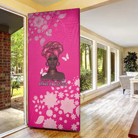 African Women Door Cover Black Beautiful Brave and Bressed - Pink Color - Wonder Print Shop
