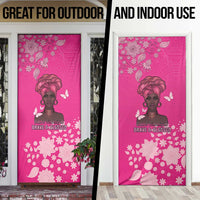 African Women Door Cover Black Beautiful Brave and Bressed - Pink Color - Wonder Print Shop