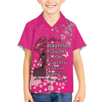 African Women Family Matching Long Sleeve Bodycon Dress and Hawaiian Shirt Black Beautiful Brave and Bressed - Pink Color - Wonder Print Shop