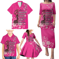 African Women Family Matching Puletasi and Hawaiian Shirt Black Beautiful Brave and Bressed - Pink Color - Wonder Print Shop