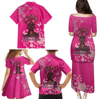 African Women Family Matching Puletasi and Hawaiian Shirt Black Beautiful Brave and Bressed - Pink Color - Wonder Print Shop