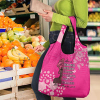 African Women Grocery Bag Black Beautiful Brave and Bressed - Pink Color - Wonder Print Shop