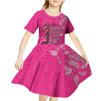 African Women Kid Short Sleeve Dress Black Beautiful Brave and Bressed - Pink Color - Wonder Print Shop