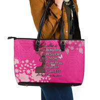 African Women Leather Tote Bag Black Beautiful Brave and Bressed - Pink Color - Wonder Print Shop