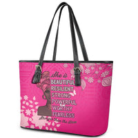 African Women Leather Tote Bag Black Beautiful Brave and Bressed - Pink Color - Wonder Print Shop