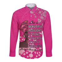 African Women Long Sleeve Button Shirt Black Beautiful Brave and Bressed - Pink Color - Wonder Print Shop