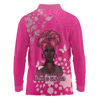 African Women Long Sleeve Polo Shirt Black Beautiful Brave and Bressed - Pink Color - Wonder Print Shop
