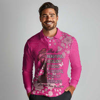 African Women Long Sleeve Polo Shirt Black Beautiful Brave and Bressed - Pink Color - Wonder Print Shop