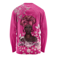 African Women Long Sleeve Shirt Black Beautiful Brave and Bressed - Pink Color - Wonder Print Shop