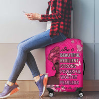 African Women Luggage Cover Black Beautiful Brave and Bressed - Pink Color - Wonder Print Shop