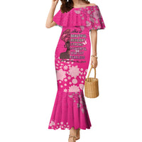 African Women Mermaid Dress Black Beautiful Brave and Bressed - Pink Color - Wonder Print Shop