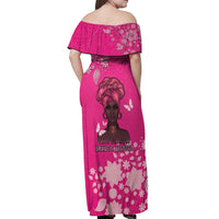 African Women Off Shoulder Maxi Dress Black Beautiful Brave and Bressed - Pink Color - Wonder Print Shop