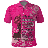 African Women Polo Shirt Black Beautiful Brave and Bressed - Pink Color - Wonder Print Shop