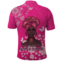 African Women Polo Shirt Black Beautiful Brave and Bressed - Pink Color - Wonder Print Shop