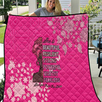 African Women Quilt Black Beautiful Brave and Bressed - Pink Color - Wonder Print Shop