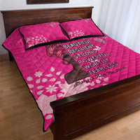 African Women Quilt Bed Set Black Beautiful Brave and Bressed - Pink Color - Wonder Print Shop