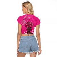 African Women Raglan Cropped T Shirt Black Beautiful Brave and Bressed - Pink Color - Wonder Print Shop