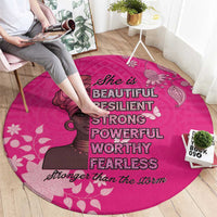 African Women Round Carpet Black Beautiful Brave and Bressed - Pink Color - Wonder Print Shop