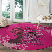 African Women Round Carpet Black Beautiful Brave and Bressed - Pink Color - Wonder Print Shop