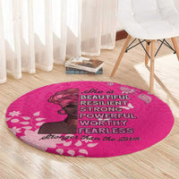 African Women Round Carpet Black Beautiful Brave and Bressed - Pink Color - Wonder Print Shop