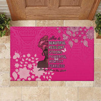African Women Rubber Doormat Black Beautiful Brave and Bressed - Pink Color - Wonder Print Shop