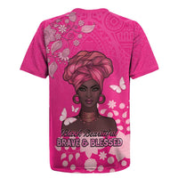African Women Rugby Jersey Black Beautiful Brave and Bressed - Pink Color - Wonder Print Shop