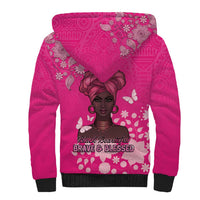 African Women Sherpa Hoodie Black Beautiful Brave and Bressed - Pink Color - Wonder Print Shop