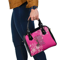 African Women Shoulder Handbag Black Beautiful Brave and Bressed - Pink Color - Wonder Print Shop
