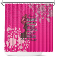 African Women Shower Curtain Black Beautiful Brave and Bressed - Pink Color - Wonder Print Shop