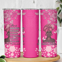 African Women Skinny Tumbler Black Beautiful Brave and Bressed - Pink Color - Wonder Print Shop
