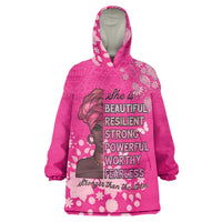 African Women Wearable Blanket Hoodie Black Beautiful Brave and Bressed - Pink Color - Wonder Print Shop