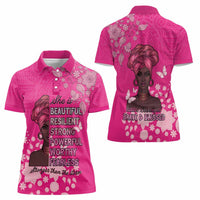 African Women Women Polo Shirt Black Beautiful Brave and Bressed - Pink Color - Wonder Print Shop