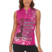 African Women Women Sleeveless Polo Shirt Black Beautiful Brave and Bressed - Pink Color - Wonder Print Shop