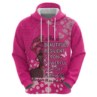 African Women Zip Hoodie Black Beautiful Brave and Bressed - Pink Color - Wonder Print Shop