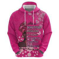 African Women Zip Hoodie Black Beautiful Brave and Bressed - Pink Color - Wonder Print Shop