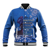African Women Baseball Jacket Black Beautiful Brave and Bressed - Blue Color - Wonder Print Shop
