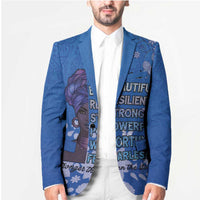 African Women Blazer Black Beautiful Brave and Bressed - Blue Color - Wonder Print Shop