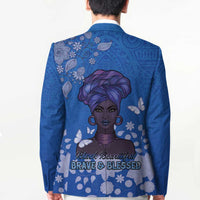 African Women Blazer Black Beautiful Brave and Bressed - Blue Color - Wonder Print Shop