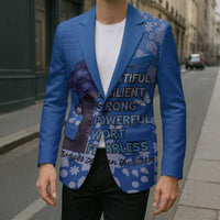 African Women Blazer Black Beautiful Brave and Bressed - Blue Color - Wonder Print Shop