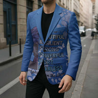 African Women Blazer Black Beautiful Brave and Bressed - Blue Color - Wonder Print Shop