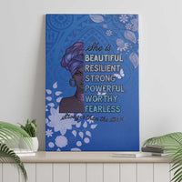 African Women Canvas Wall Art Black Beautiful Brave and Bressed - Blue Color - Wonder Print Shop