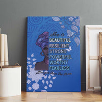 African Women Canvas Wall Art Black Beautiful Brave and Bressed - Blue Color - Wonder Print Shop