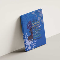 African Women Canvas Wall Art Black Beautiful Brave and Bressed - Blue Color - Wonder Print Shop